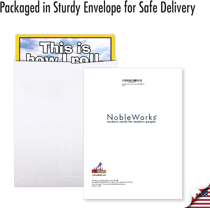 NobleWorks Extra Large Humorous Birthday Greeting Card From Us 8.5 x 11 Inch with Envelope (1 Pack) Large Jumbo Bday How I Roll J3956BDG-US