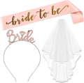 Bride to Be Sash Set, 3pcs Bridal Shower Decorations Bachelorette Party White Bridal Decorations Wedding Gift for Hen Party Decor Engagement Party Supplies Accessories