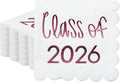 100 Pcs Class of 2026 Graduation Cocktail Napkins 5 x 5 Inch Congrats Grad Scalloped Paper Napkins for Dinner Beverage Graduate Decorations(Dark Red)