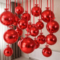 12PCS Red Round Foil Balloons, 22" 15" 10" Large 4D Ball Balloons Metallic Red Mirror Sphere Balloon for Graduation Christmas Valentines Day Wedding Birthday Party Ceiling Decorations