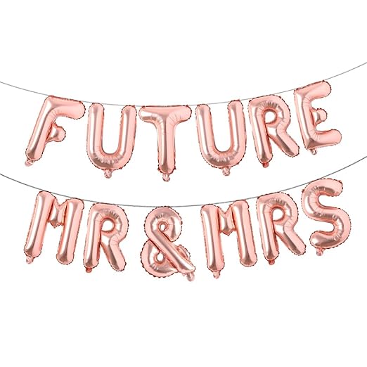 Multicolor Future MR & MRS Balloon Banner Bride and Groom Party Decorations for Bridal Shower and Engagement Party (Future MR & MRS Rose Gold)