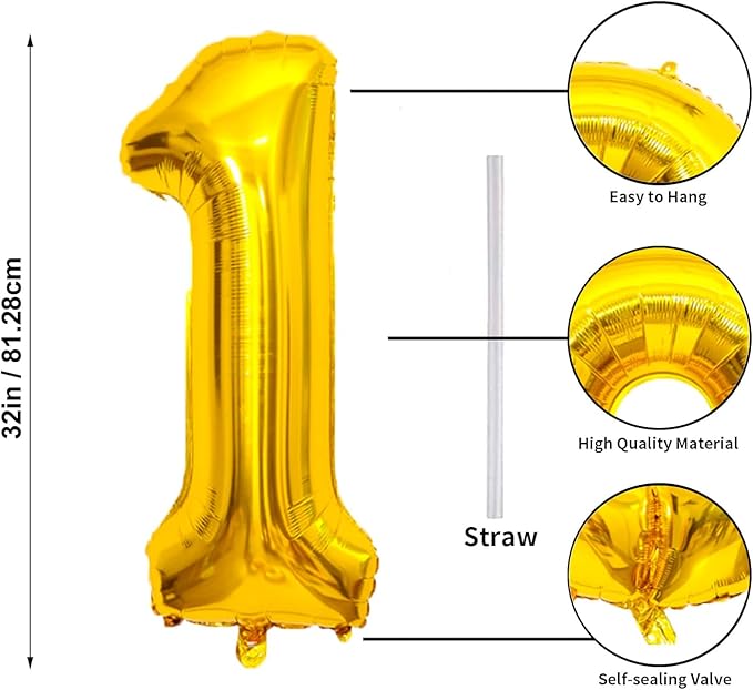 Balloons Gold Number Balloons Birthday Bridal Anniversary Celebration Decoration (32 inch"") (1)
