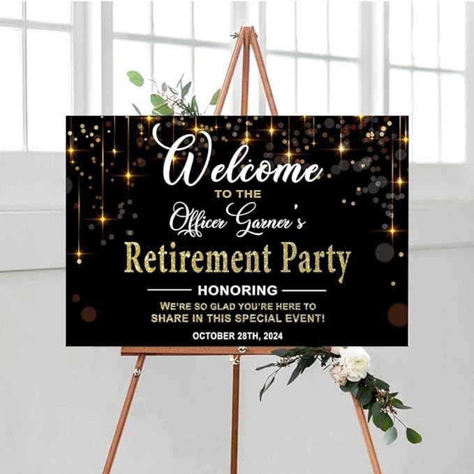 Personalized Retirement Yard Sign, Personalized Lawn Decoration for Happy Retirement Celebration, Outdoor Welcome Board for Party Entrance, Event Decor for Coworker Farewell Party, 12x18 Inch #1