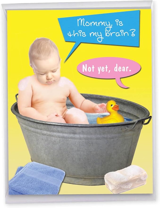 NobleWorks Jumbo Hilarious Birthday Greeting Card 8.5 x 11 Inch with Envelope (1 Pack) Oversize Jumbo Bday My Brain J9697