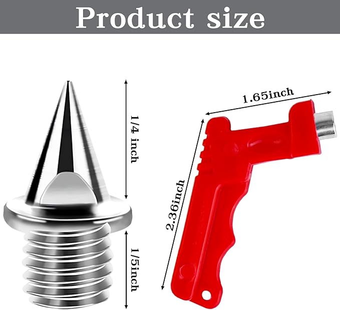1/4 Inch Track Spikes, Stainless Steel Track and Cross Country Spikes with Spike Wrench, Replacement Spikes for Sprint Sports Short Running Climbing Track Shoes