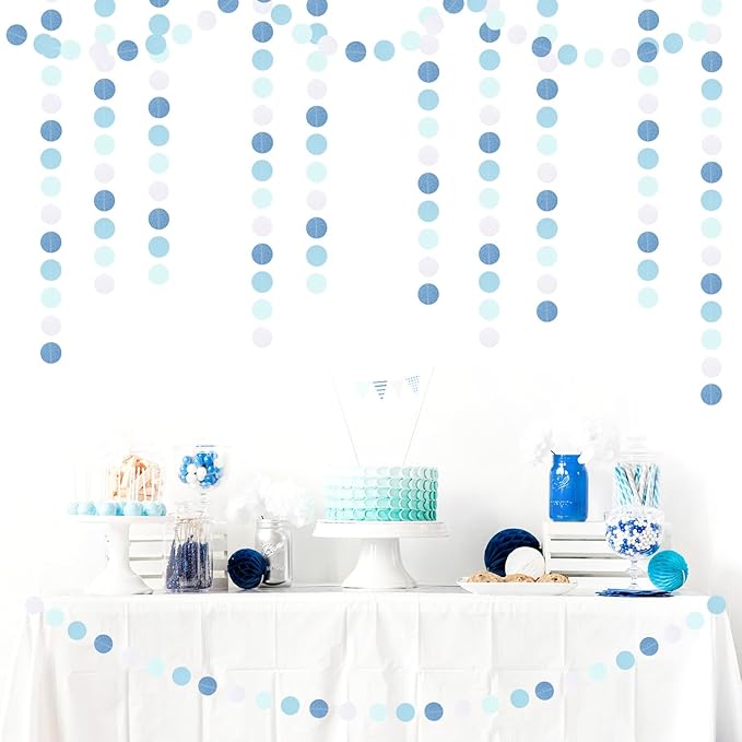 Light-Baby Dusty-Blue White Party-Decoration Garland - 52ft Baby Boy Shower Birthday Streamers,Graduation Bachelorette Bridal Christmas Banner Decor Lasting Surprise