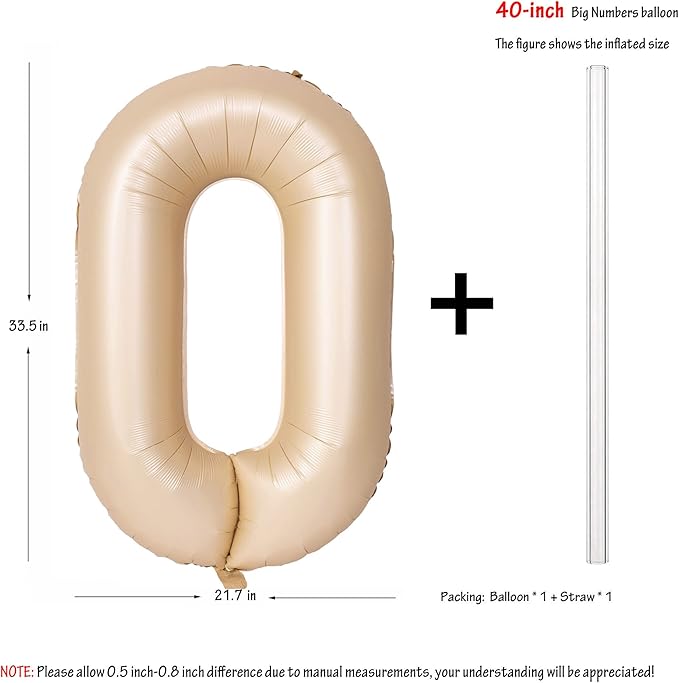 40 In Caramel Number Balloons Helium Foil Mylar latex Balloon Birthday Party banquet Decoration Digital 0