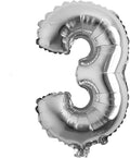 16" inch Single Silver Alphabet Letter number Balloons Aluminum Hanging Foil Film Balloon Wedding Birthday party decoration banner Air Mylar Balloons (16 inch Silver 3)