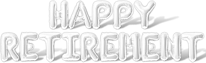 Letter Balloons - HAPPY RETIREMENT 16" Inch Alphabet Letters Foil Mylar Balloon Retirement Party Balloon Banner (White)