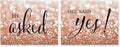 Andaz Press Wedding Party Signs, Glitzy Rose Gold Glitter, 8.5x11-inch, He Asked, She Said Yes! Engagement Save the Date Photoshoot Signs, 2-Pack, Bokeh Colored Party Supplies