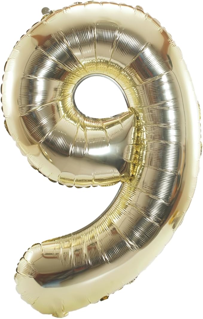 40 Inch Large Foil Helium Number Balloon Birthday Wedding Party 0-9 (Pale Gold, 9)