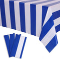 Kesfey 3 Packs Blue and White Horizontal Striped Tablecloth 54 x 108 Inch Blue Nautical Plastic Table Coths Roll Disposable Waterproof Geometric Picnic Party Stripe Tablecover for Camping Dining
