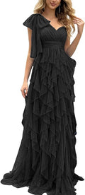 Summer Women Tulle Prom Dress Elegant Bow One Shoulder Slit Evening Party Gown Wedding Guest Bridesmaid Maxi Dress