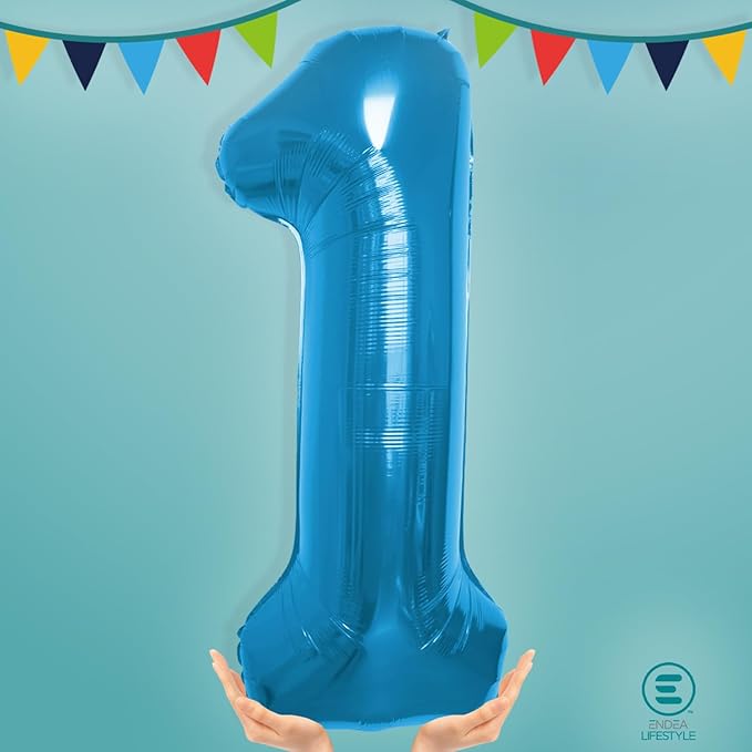 40 Inch Large Blue Number Celebration and Decoration Balloon for Birthday Parties, Graduations, Anniversaries, Weddings, Photo Shoots, Special Events - Helium Foil Mylar (Blue Number 1)