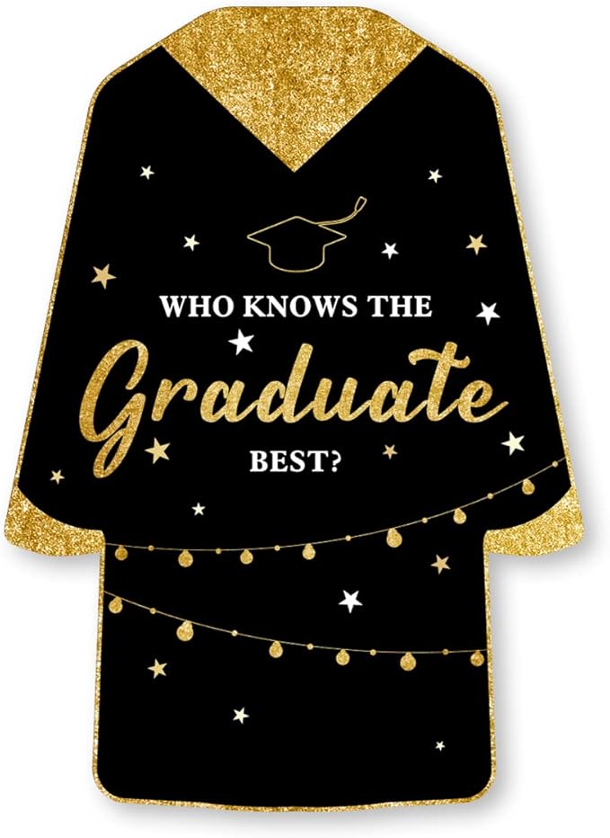 Soiceu 30 Pack Glitter Who Knows Graduate Best Graduation Game Cards, Shaped Graduation Game Cards for Grad Celebration Party