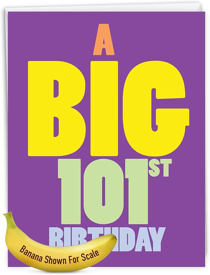 NobleWorks - 100s Milestone Birthday Card with Envelope (Letterhead 8.5 x 11 Inch), Big Year Milestone Celebration - Big 101 J9388MBG