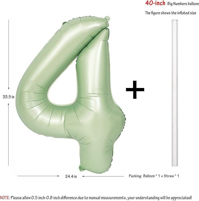 40" Olive green Number Balloons Helium Foil Mylar Balloon Birthday Party banquet Decoration Digital 4