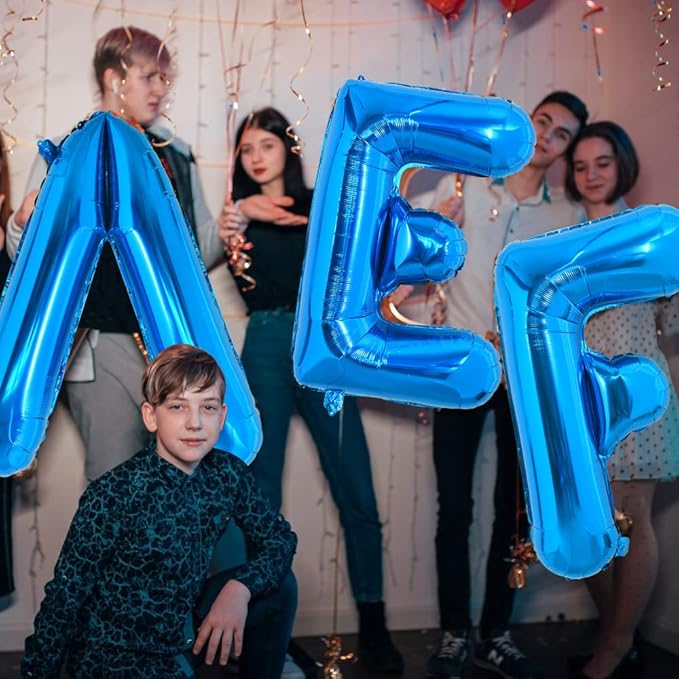 TONIFUL 40 Inch Large Blue Letter F Balloons Giant Alphabet Letter Balloons,Foil Mylar Big Balloons for 2026 Graduation Birthday Party Anniversary New Year Graduation Supplies Decorations