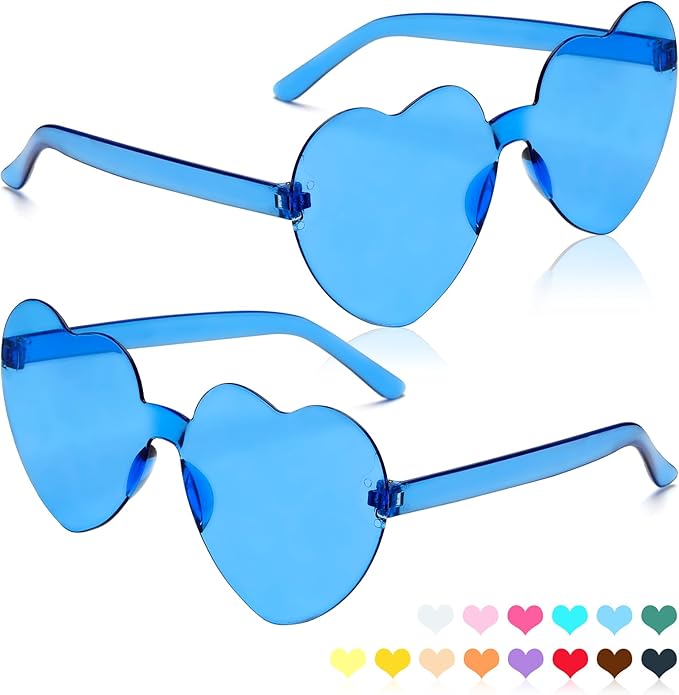 Heart Sunglasses 2 Pairs Heart Shaped Sunglasses Womens Heart Glasses Rave Sunglasses for Women Party Favors