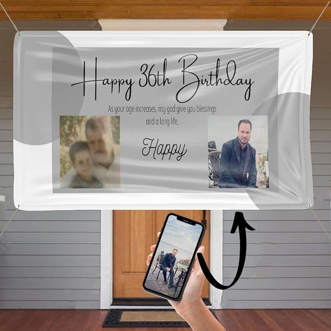 Custom Happy Birthday Vinyl Banner Sign, Personalized Party Backdrop, Gift, and Decoration - From NiceMemoryLLC. (Style-11)