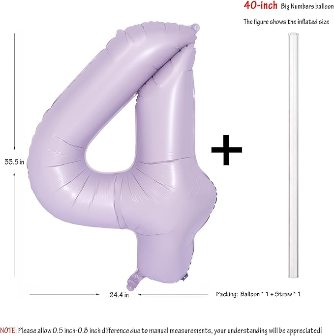 40 In Matte Purple Number Balloons Helium Foil Mylar Balloon Birthday Party banquet Decoration Digital 4