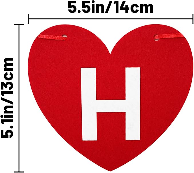 Pre-Strung Happy Anniversary Banner - No DIY Felt Wedding Anniversary Party Banner Sign Red Heart Garland for Romantic Wedding Decorations