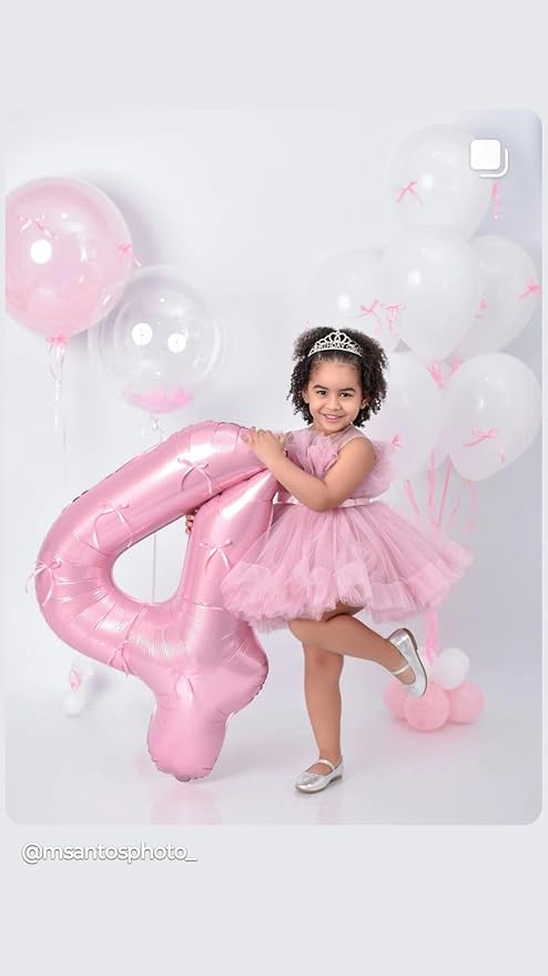 4 Balloon 40 Inch Large Pearl Pink Balloons for 40 Birthday Party Decoration, Number 4 Ballon for 4, 14, 24, 40 Celebration, Birthday, Christmas, Anniversary Decor