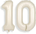 SUWEN 40 Inch Cream White Large 10 Balloon Numbers Big Foil Helium Number Balloons 0-9 Jumbo Happy 10th Mylar Birthday Party Decorations for Boy or Girl Anniversary Party Supplies