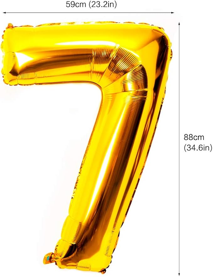 40 Inch Large Foil Helium Number Balloon Birthday Wedding Party 0-9 (Gold, 7)
