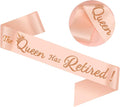 Retirement Gift for Woman - Champagne Retirement Sash with Rose Gold Shine The Queen Has Retired!, Cool Retirement Party Decorations for Birthday Retired Queen.