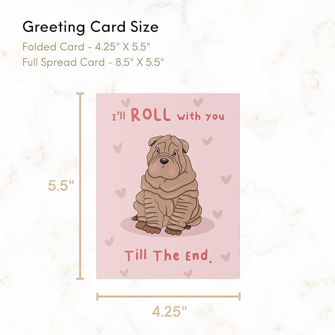 ALY LOU Mothers Day Card Anniversary Birthday for Mom Dad Wife Husband Girlfriend Boyfriend Stepmom Aunt Parents – Funny Punny Dog Greeting Card for Fathers Day – Blank Inside (Roll With You - Dog)