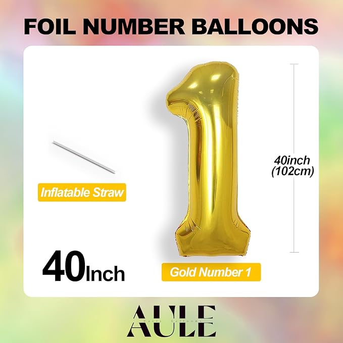 AULE 40 Inch Large 23 Balloon Numbers Gold, Big Foil Number Balloons, Giant Helium Happy 23th Birthday Party Decorations for Man and Women, Huge Mylar 32 Anniversary Party Supplies