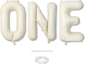 40 Inch Beige One Balloons for 1st Birthday, Cream White Sand One Balloon Letters with Ribbon, Neutral Ivory Alphabet One Balloon for Boys Girls First Birthday 1 Year Old Baby Shower Party Decorations