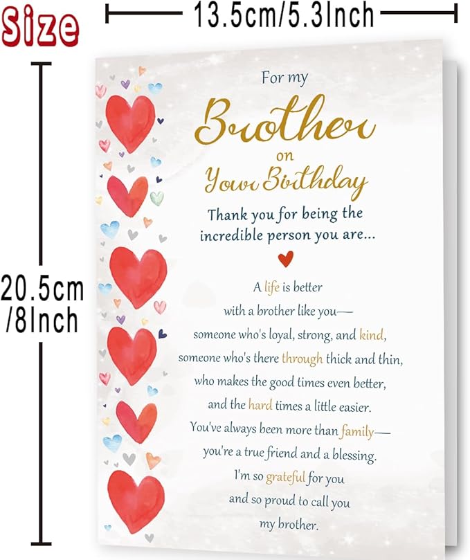 Brother Birthday Card, Happy Birthday Cards for Brother from Sister, Best Birthday Gifts Idea for Bro