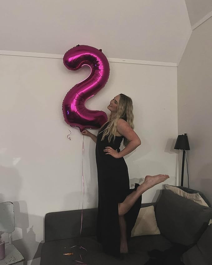 40 Inch Hot Pink Number 7 Balloon, Giant 7 Number Balloons for 7th Birthday Decorations, Party Supplies for Baby Boy Girl, Hot Pink Party Decor