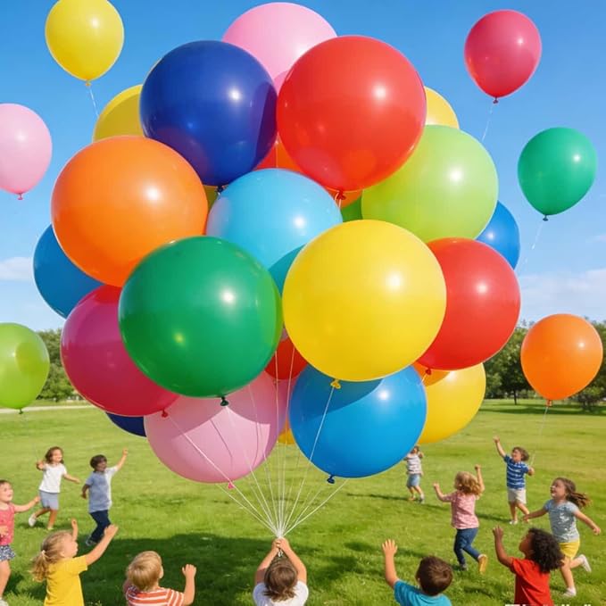 50 Pack Rainbow Balloons 24 Inch Multicolor Latex Big Balloon Bulk for Wedding Birthday Baby Shower Party Decorations