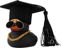wonuu Car Dashboard Decor Graduation Hat Color Rubber Duck, Car Ducks Ornaments with Mini Graduation Hat Necklace Sunglasses (Black)
