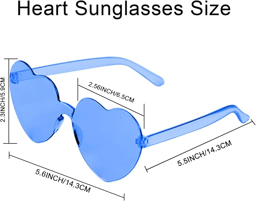 AEAHALY Heart Sunglasses for Women and Men Rimless Heart Shaped Sunglasses Bachelorette Bride Party Accessories