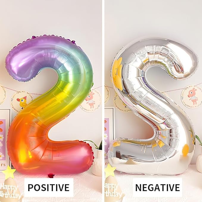 Rainbow Number 2 Balloon 40 Inch Rainbow 2 Balloon Giant Helium Foil Number 0 to 9 Balloons Birthday Wedding Party Digital Decorations Number 2