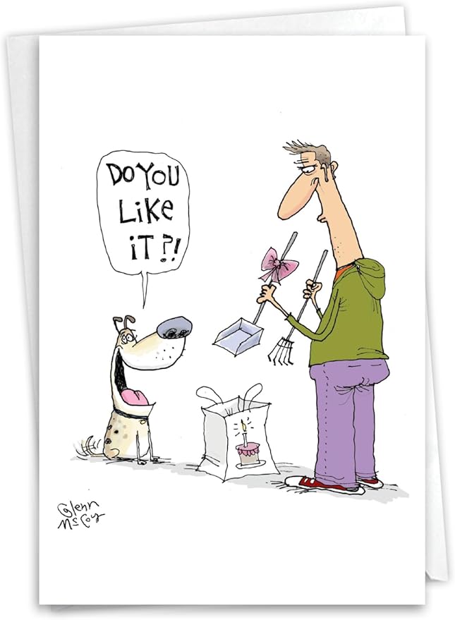 NobleWorks Funny Birthday Greeting Card with 5 x 7 Inch Envelope (1 Card) Bday Dog's Gift C11083BDG