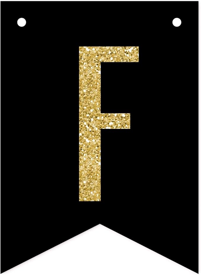 Andaz Press Faux Gold Glitter on Black Bridal Shower Bachelorette Party Banner Decorations, Fucking Finally, Approx 5-Feet, 1-Set, Colored Hanging Pennant Decor
