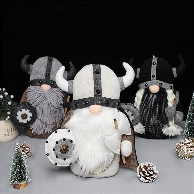Halloween Special - Viking Warrior Gnome Doll, Fall Farmhouse Gnome Plush Decor Indoor, Nordic Gnomes Decorations for Home, Handcrafed Cute Scandinavian Style Gnomes for Kitchen Table Ornaments (B)