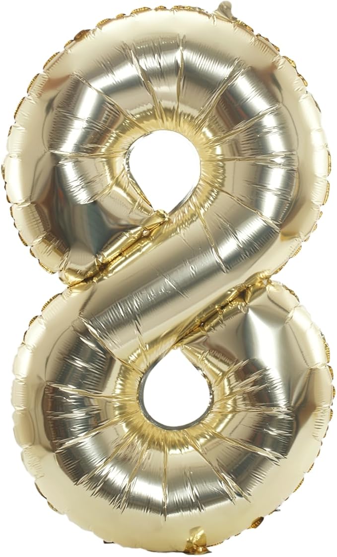 40 Inch Large Foil Helium Number Balloon Birthday Wedding Party 0-9 (Pale Gold, 8)