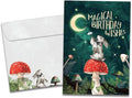 Tree-Free Greetings Magical Wishes Birthday Card - 1 Recycled 5x7 Card & Matching Envelope, Thick Cardstock, Made in USA - Witchy Mushroom Rabbit
