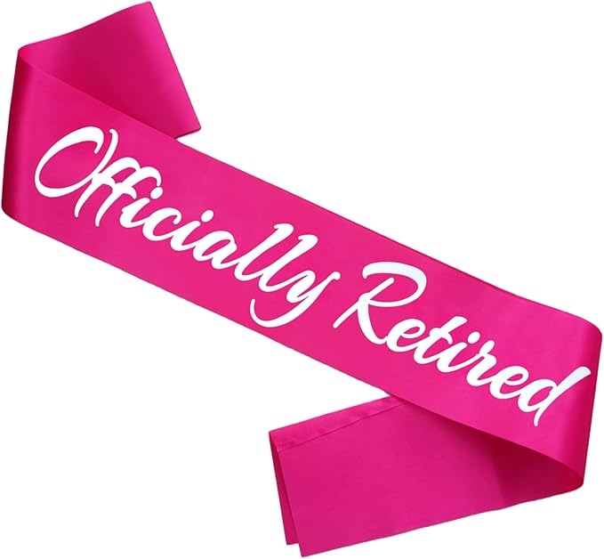 Officially Retired Sash, Reitrement Sash for Men and Women Retirement Party Decorations Supplies, Hot Pink + Silver(Officially Retired)