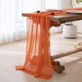 Keketoarrange 3pcs Orange Gauze Rustic Cheesecloth Table Runner 120 Inch 10 FT for Wedding Baby Shower Bridal Shower Birthday Engagement Garden Outdoor Party Long Sheer Boho Decorations