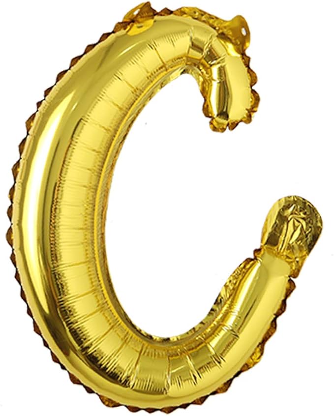 18 inch Gold DIY a-z Handwriting lowercase letters name Foil balloon Letter character birthday Wedding party decoration Balloon (18 inch Gold c)