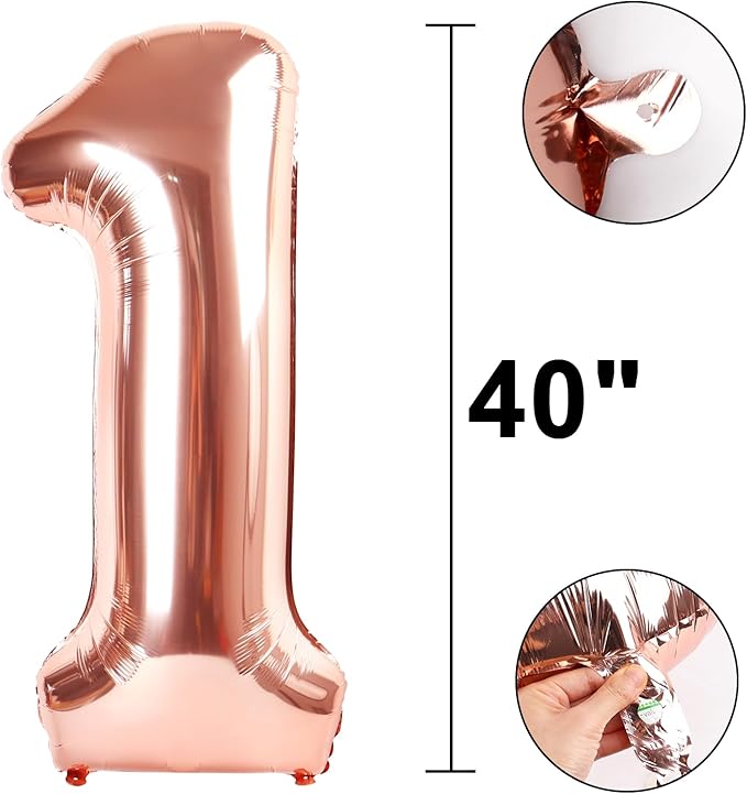 40 Inch Rose Gold Balloon Number 13 Balloon,Jumbo Mylar Foil Helium Balloon for 13 Digital Balloons for Birthday Party,Wedding Anniversary Party Decorations