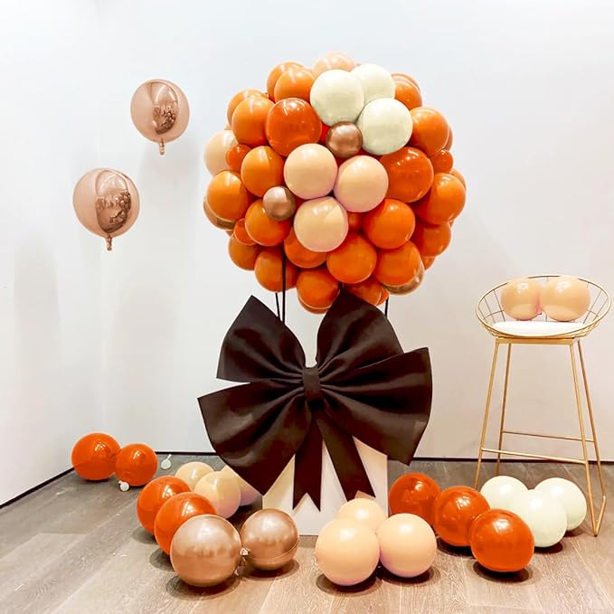Fall Balloon Arch Kit, 160Pcs Orange White Metallic Copper Boho Thanksgiving Balloons Garland for Autumn Birthday Baby Shower Party Decorations