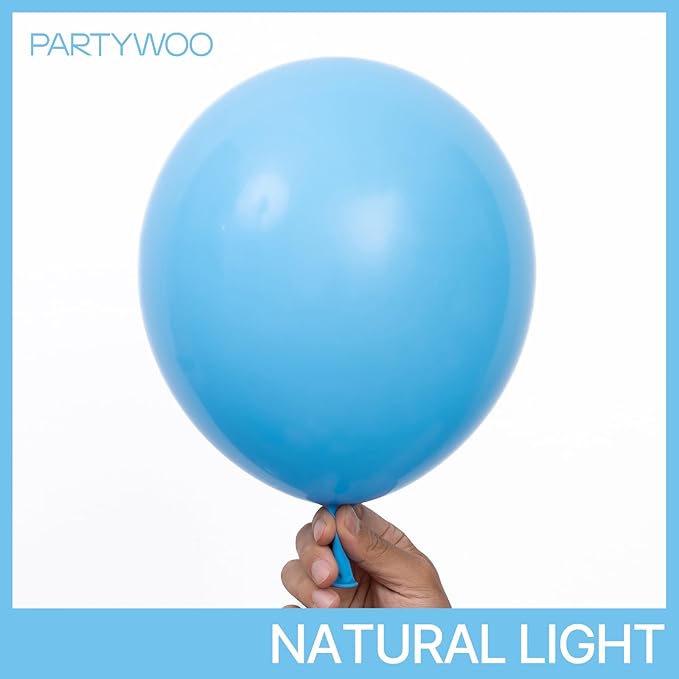 PartyWoo Light Blue Balloons 152pcs Different Sizes Pack of 18 12 10 5 Inch Baby Pastel Blue Balloon Arch Kit for Baby Shower Gender Reveal Graduation Mermaid Birthday Pool Party Decorations Blue-Y20